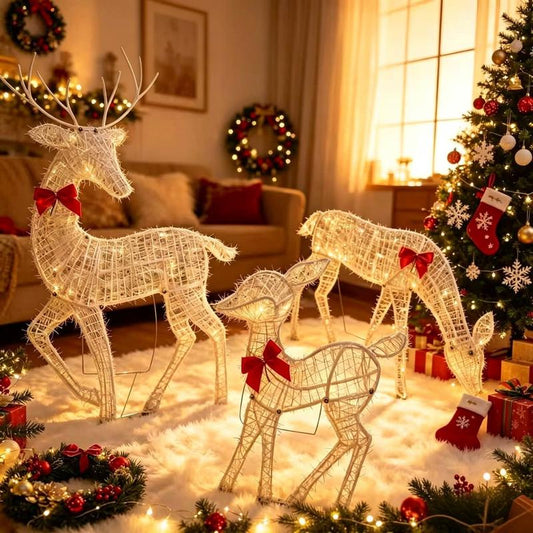 🦌 50% DE RÉDUCTION! 🎄 Rennes de Noël LED – Avec nœuds & déco intérieur/extérieur ✨