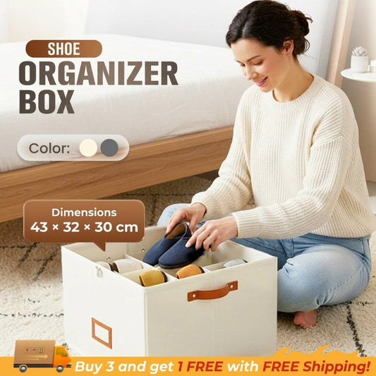 ⏰🔥50% DE DESCONTO POR TEMPO LIMITADO! 👟 Caixa organizadora de tecido para sapatos – dobrável, de grande capacidade, à prova de pó e respirável, para roupeiro e quarto 🧺✨-Reino Unido