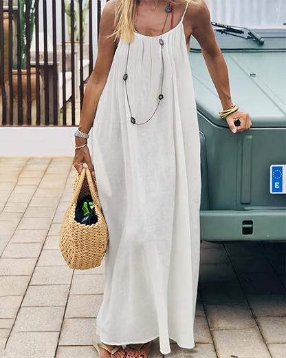 💃 ÚLTIMO DIA DE PROMOÇÃO – 50% DE DESCONTO!! ✨ Vestido de alças de cor lisa para mulher – elegante vestido longo sem mangas para o verão, roupa de dormir feminina para uso interior. 💕