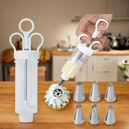 🎂🛒 -50%! 🍰 Kit de pistola para decorar bolos em aço inoxidável – Conjunto completo com 18 bicos e pontas – Decore o interior e o exterior.