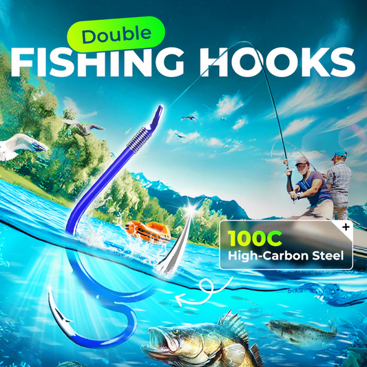 🎣 Anzuelos dobles clásicos y afilados — Anzuelos dobles de acero con alto contenido en carbono y punta de aguja