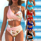 🌺 EU S-XL 🏖️ Conjunto de biquíni feminino com padrão floral e cintura alta 🌊👙