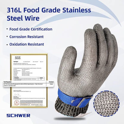 🧤 50% DE DESCONTO AGORA! 🥩 Luva de malha de aço inoxidável – Nível de proteção contra cortes A9 – Ideal para talhantes e chefs – Acabaram-se os acidentes com facas! 🔪🚫