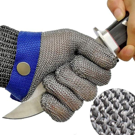 🧤 50% DE DESCONTO AGORA! 🥩 Luva de malha de aço inoxidável – Nível de proteção contra cortes A9 – Ideal para talhantes e chefs – Acabaram-se os acidentes com facas! 🔪🚫
