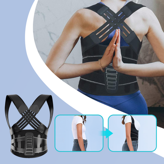🧍 Corretor postural: alinhamento da coluna vertebral, 4 barras de apoio, almofada lombar 3D, ajustável, respirável