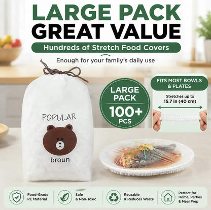 🍱🧄 -50%! 🧳100 unidades de tampas elásticas descartáveis para taças e pratos – elásticas, adequadas para alimentos e versáteis – a alternativa perfeita ao filme plástico