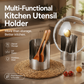 🍳 50% DE DESCONTO AGORA! 🧺 Suporte multifuncional para utensílios de cozinha – Em aço inoxidável, ocupa pouco espaço e é resistente – Mantém as bancadas arrumadas e organizadas ✨