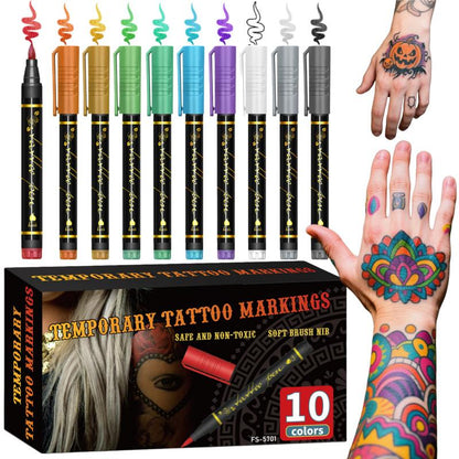🎨Perfeito para arte corporal única🔥Marcadores para tatuagens temporárias na pele
