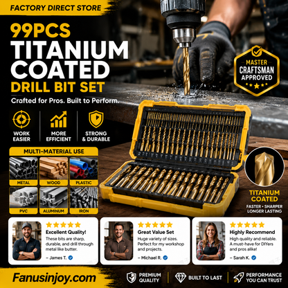 🔥Ferramenta de alta eficiência preferida pelos artesãos experientes! Loja de fábrica – Conjunto de 99 brocas com revestimento de titânio