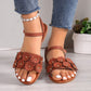 SUMMER POPULAR LARGE FLAT FLOWER HOOK BUCKLE SANDALS 2024 NEW WOMEN'S SHOES