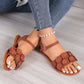 SUMMER POPULAR LARGE FLAT FLOWER HOOK BUCKLE SANDALS 2024 NEW WOMEN'S SHOES