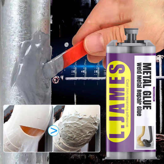 🥳💞Mais de 50 mil unidades vendidas!🚗💨 50% DE DESCONTO! Cola de reparação para metais – Repara tubos de escape, tubos metálicos e muito mais. Seca à temperatura ambiente – pode lixar, perfurar e pintar após a secagem! 🌟💪