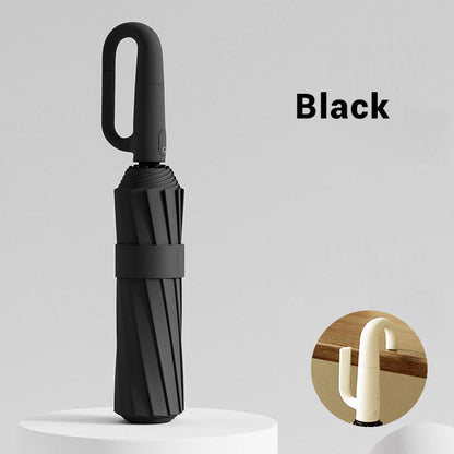 🌧️ COMPRE 2 E GANHE 1 GRÁTIS – Guarda-chuva de segurança refletor, compacto com fivela em anel para facilitar o transporte, perfeito para as deslocações diárias