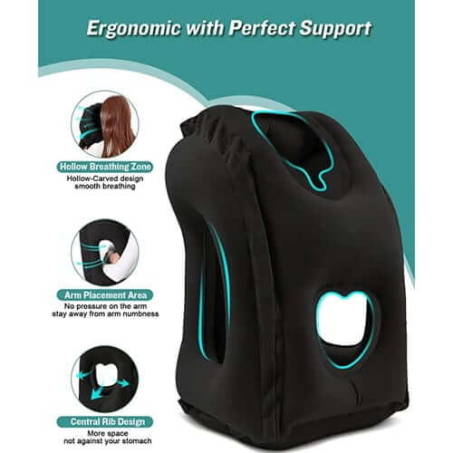 ⏳🔥DESCONTO DE 50% POR TEMPO LIMITADO! ⏰🌬️✈️ Almofada de viagem portátil, insuflável e ergonómica:😴 Desfruta de um sono confortável a qualquer hora e em qualquer lugar 🧳💤