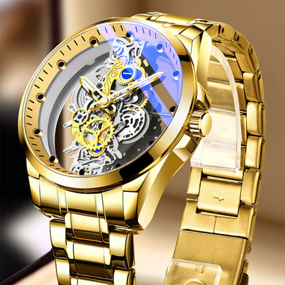 📢📢50% DE DESCONTO!! ⏰ Relógio esqueleto de dupla face – Tourbillon não mecânico, luminoso, resistente à água até 30 m ✨