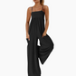👗☁️ Macacão de praia descontraído com alças finas e perna larga – 50% DE DESCONTO! Leve, arejado, perfeito para dias quentes e férias. 🔥🌊