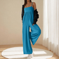 👗☁️ Macacão de praia descontraído com alças finas e perna larga – 50% DE DESCONTO! Leve, arejado, perfeito para dias quentes e férias. 🔥🌊