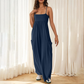 👗☁️ Macacão de praia descontraído com alças finas e perna larga – 50% DE DESCONTO! Leve, arejado, perfeito para dias quentes e férias. 🔥🌊