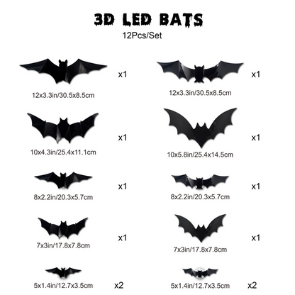 📢 📢 Desconto de 50 % no último dia🦇Decoração de Halloween: aplique de parede LED 3D em forma de morcego