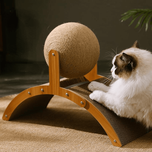 🐱 50% DE DESCONTO! 🧶 Bola para arranhar natural em sisal – Oca, giratória e de dupla face – Protege os seus móveis enquanto diverte o seu gato 🌿