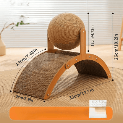 🐱 50% DE DESCONTO! 🧶 Bola para arranhar natural em sisal – Oca, giratória e de dupla face – Protege os seus móveis enquanto diverte o seu gato 🌿