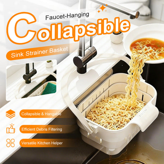 🔥Oferta por tempo limitado – Cesto filtrante dobrável para o lava-loiça, que se pendura na torneira