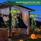 🍃💡Candeeiro solar em forma de cesto suspenso com vegetação artificial – LED branco quente à prova de água🔥