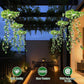 🍃💡Candeeiro solar em forma de cesto suspenso com vegetação artificial – LED branco quente à prova de água🔥