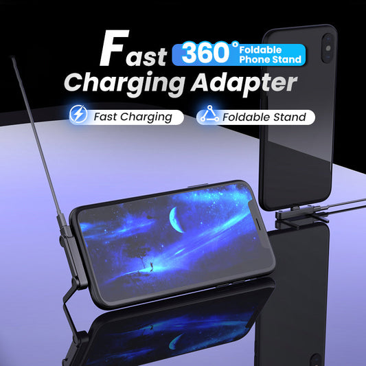 🔥Promoção por Tempo Limitado 50% DE DESCONTO!🔥Adaptador de carregamento rápido com suporte dobrável de 360° para telemóvel ⚡📱🔄✨
