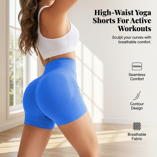 🥳PROMOÇÃO QUENTE DE 2026🥳Shorts de fitness sem costura na cor pêssego – Cintura alta com efeito modelador da barriga e efeito lifting no bumbum. Respiráveis e resistentes a agachamentos. Perfeitos para ioga ou uso diário. 🧘‍♀️✨