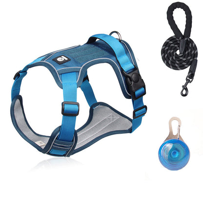 🐶 50% DE DESCONTO AGORA! 🛡️ Arnês para cães que não puxa, com trela e coleira LED – Seguro e confortável ✨