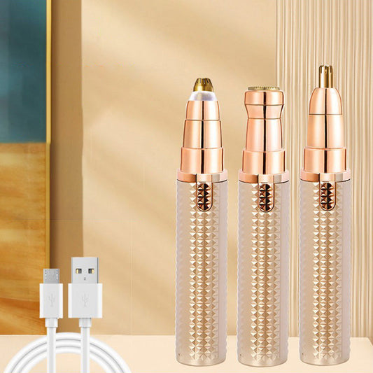 💆 DESCONTO LIMITADO DE 50%! Aparador elétrico recarregável 3 em 1 – Para sobrancelhas, pêlos do nariz e pêlos faciais, carregamento por USB
