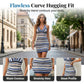 Mini vestido sem costas com halteres às riscas