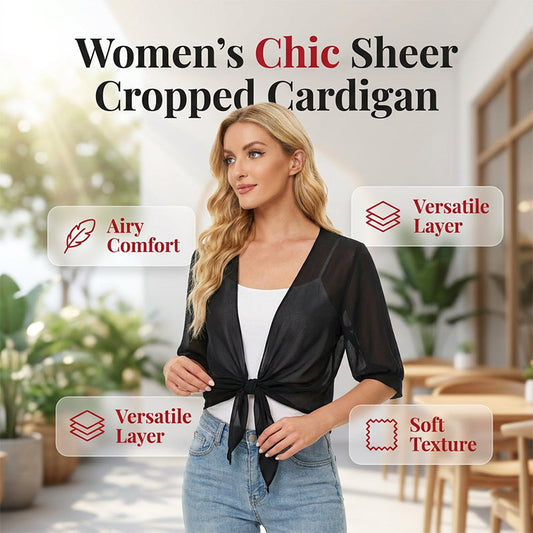 📢📢50% DE DESCONTO!! ⏰ Top feminino de chiffon com laço à frente – Transparente, curto e elegante – Peça essencial para o verão, ideal para usar em camadas e proteger do sol 🍃