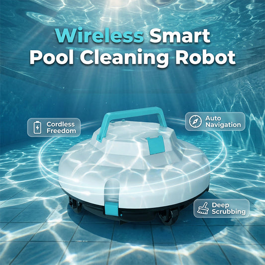 🤖 Novo chegado 50% OFF! 🌊 Robô de limpeza de piscina | Sem fio · Sucção poderosa · Navegação inteligente · Inicio de um toque · Cesta de filtro fácil de remover 🏖️