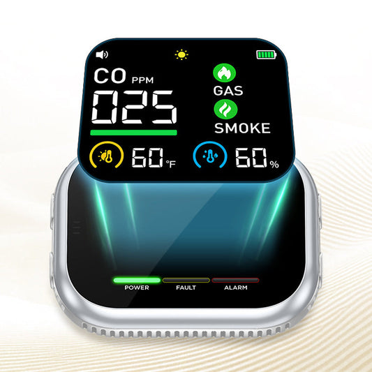 Alarme portátil multigás com ecrã LCD e bateria de reserva
