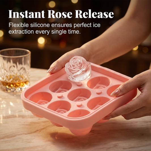 🔥Bandeja de cubo de gelo de rosa de silicone para coquetéis e uísque