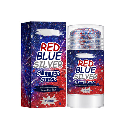 ✨✨Glitter Stick Tudo-em-Um - Vermelho, Azul e Prata Cintilante