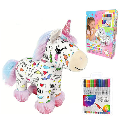 ☁️🦄🌈Kit de unicórnio de pelúcia para colorir DIY