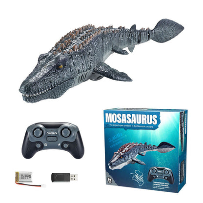 🐟⛲Brinquedo de natação Mosasaurus com jato de água, com controlo remoto de 2,4 GHz