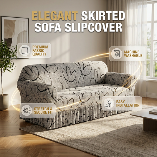 📢 📢 Desconto de 50 % no último dia🛋️Capa elástica para sofá – Borda com folhos e proteção total