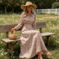 👗❤️ para mulheres, estilo férias, com estampa floral miúda e cintura ajustada, vestido longo