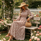👗❤️ para mulheres, estilo férias, com estampa floral miúda e cintura ajustada, vestido longo