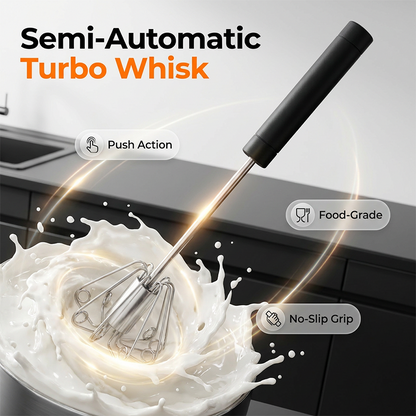 🥚🥄🌀Batedor de ovos manual semiautomático em aço inoxidável