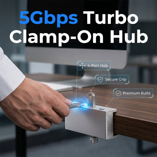 🥳PROMOÇÃO IMPERDÍVEL DE 2026🥳✨Hub USB 3.0 Clamp-On com 4 portas em liga de alumínio – Estação de ligação