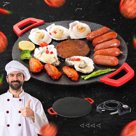 (💝PROMOÇÃO IMPERDÍVEL - 50% DE DESCONTO) Grelhador elétrico antiaderente com recipiente, para uso em interiores