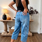 👖 Calças jeans de cintura alta e corte cropped – pernas largas e caimento favorecedor 💙