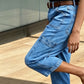 👖 Calças jeans de cintura alta e corte cropped – pernas largas e caimento favorecedor 💙