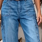👖 Calças jeans de cintura alta e corte cropped – pernas largas e caimento favorecedor 💙