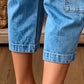 👖 Calças jeans de cintura alta e corte cropped – pernas largas e caimento favorecedor 💙